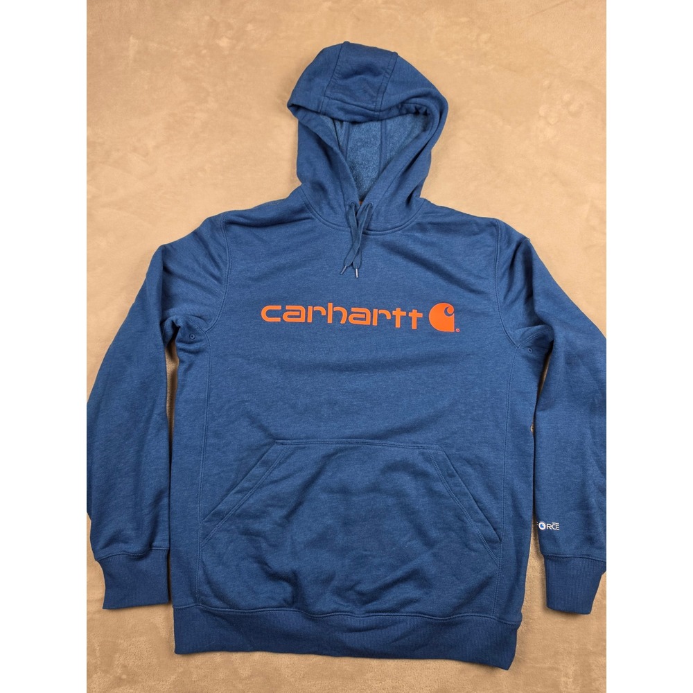 Carhartt Force Hoodie Mens Size‎ M Blue Relaxed Fit Pullover Sweatshirt 103873